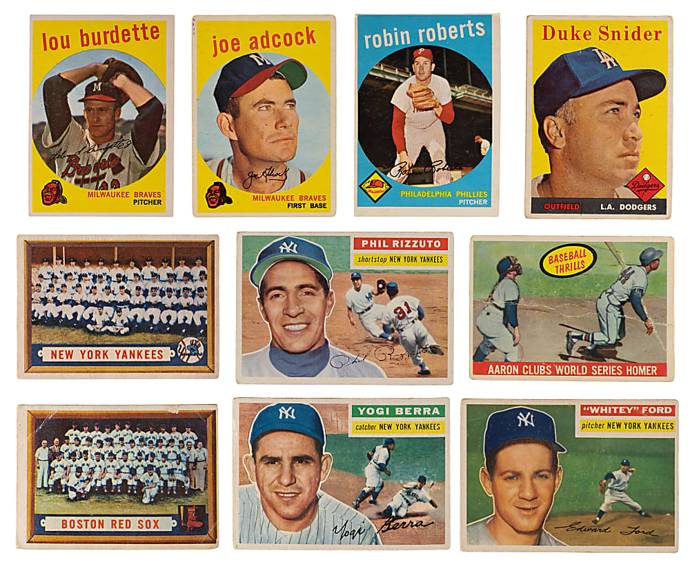 1955-1959 Topps Hall of Fame & Star Card Collection (35) with Aaron, Koufax, Mays & F. Robinson Rookie
