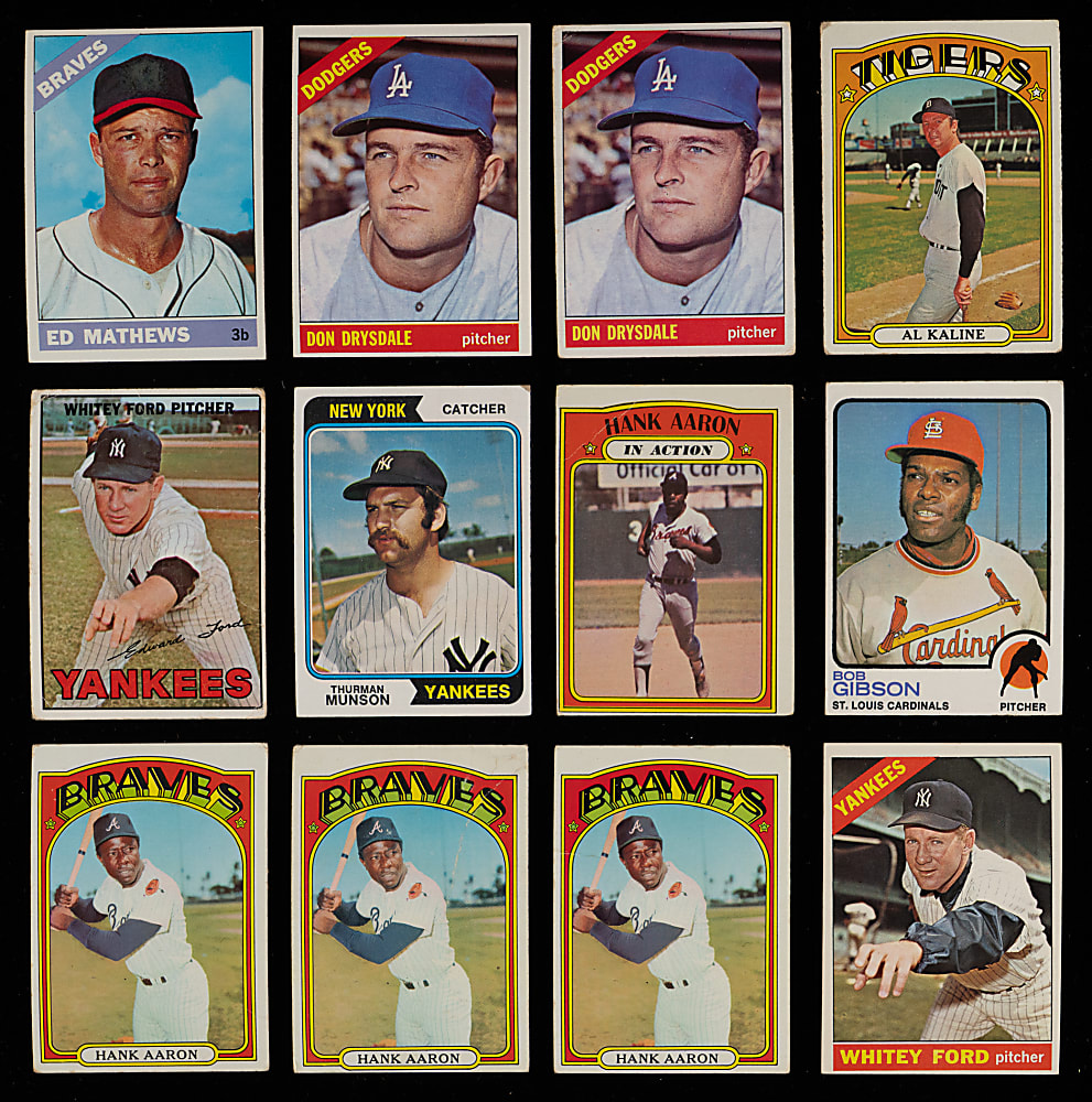 1966-1979 Hall of Fame & Star Card Collection (68) with (48) Hall of Famers Including Aaron, Mantle, Mays & Rookies