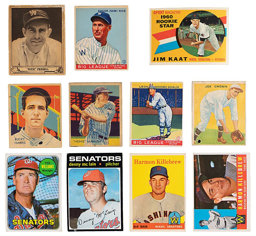 1933-1979 Washington Senators Shoebox Collection (317) with (20) Hall of Famers