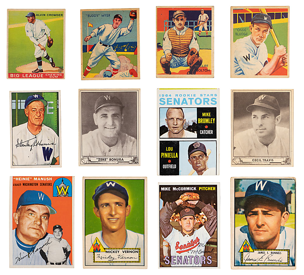 1933-1979 Washington Senators Shoebox Collection (317) with (20) Hall of Famers