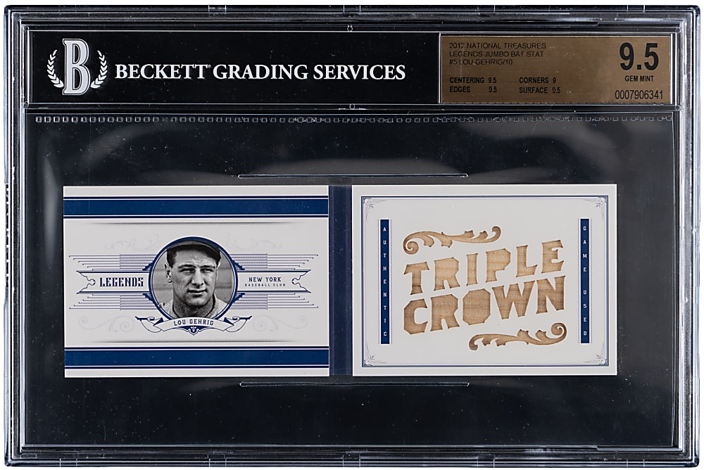 2012 Panini National Treasures Legends Lou Gehrig Jumbo Bat Booklet (#7/10) BGS GEM MINT 9.5