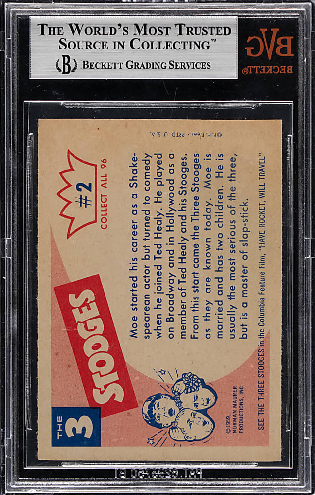 1959 Fleer The Three Stooges #2 Moe BVG MINT 9