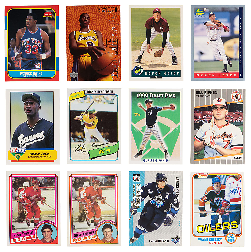 1977-2000s Multi-Sport Hall of Fame, Star & Rookie Collection (98) with Kobe Bryant, Sidney Crosby & Rickey Henderson