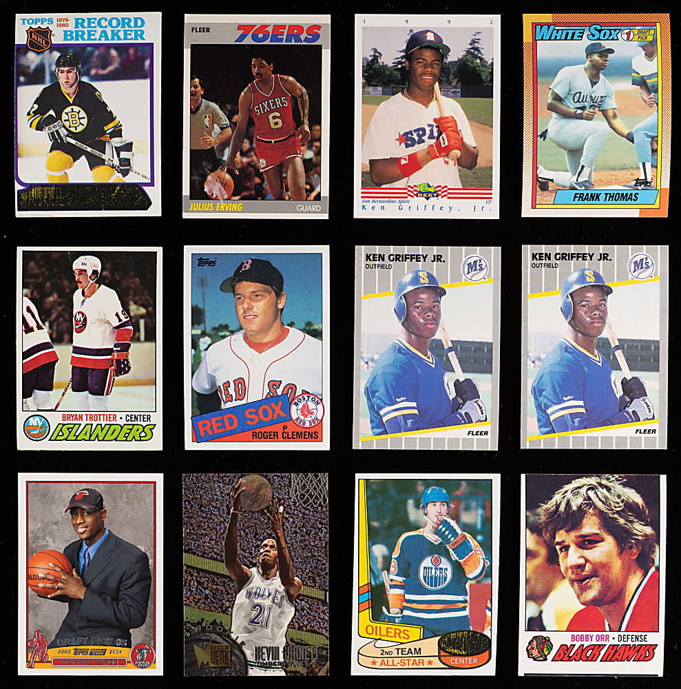 1977-2000s Multi-Sport Hall of Fame, Star & Rookie Collection (98) with Kobe Bryant, Sidney Crosby & Rickey Henderson