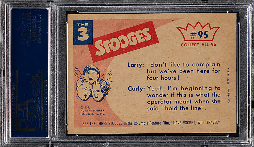 1959 Fleer The Three Stooges #95 Sorry, This Line is Busy! PSA NM-MT+ 8.5