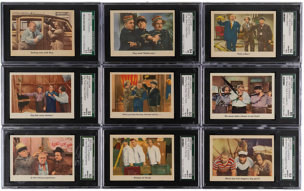 1959 Fleer The Three Stooges SGC Graded Starter Set (13) with #3 Larry NM 7, (2) MINT 9 & (7) NM/MT+ 8.5