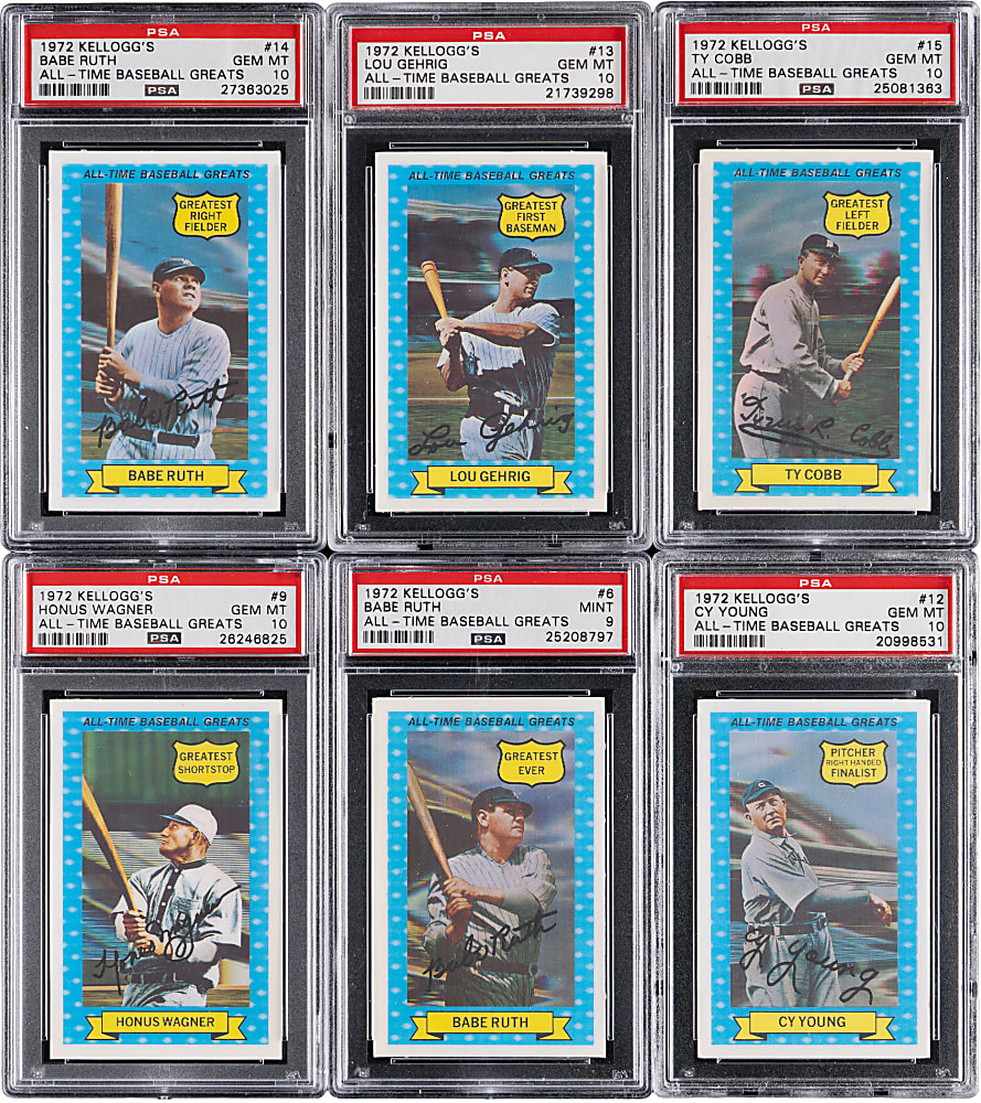 1972 Kellogg's All-Time Baseball Greats PSA Graded Complete Set (15) - Average Grade "9.8" with (12) PSA GEM MINT 10