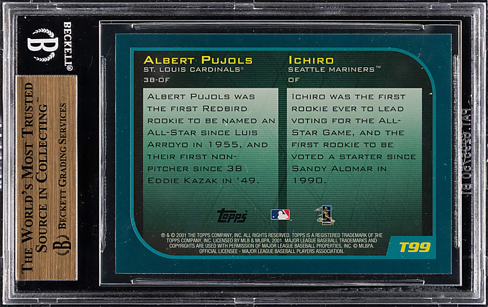 2001 Topps Traded #T99 Ichiro Suzuki/Albert Pujols BGS GEM MINT 9.5
