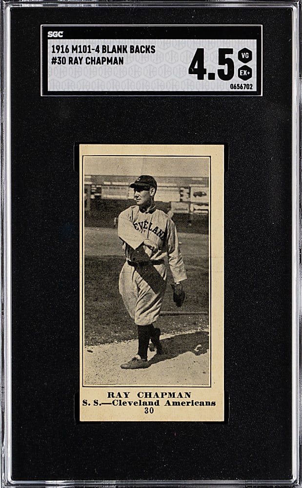 1916 M101-4 Sporting News #30 Ray Chapman Blank Back SGC VG/EX+ 4.5
