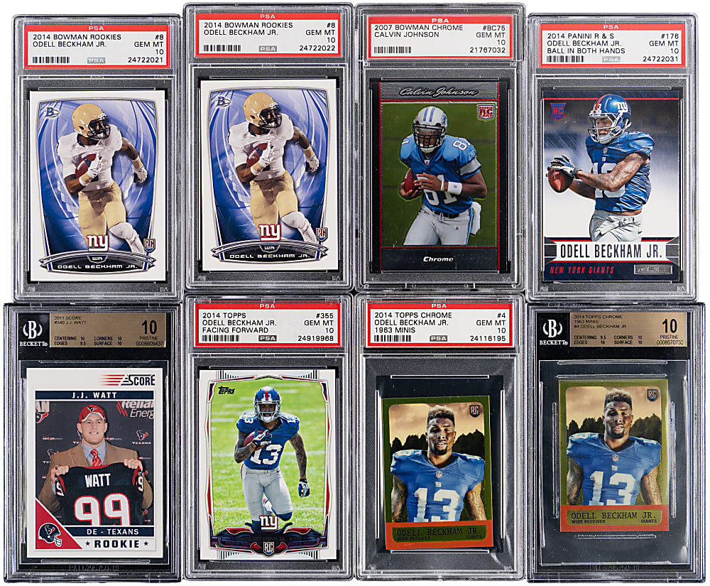 2007-2014 Football Star Rookie PSA GEM MINT 10 or BGS PRISTINE 10 Collection (8) with Beckham, Calvin Johnson & Watt
