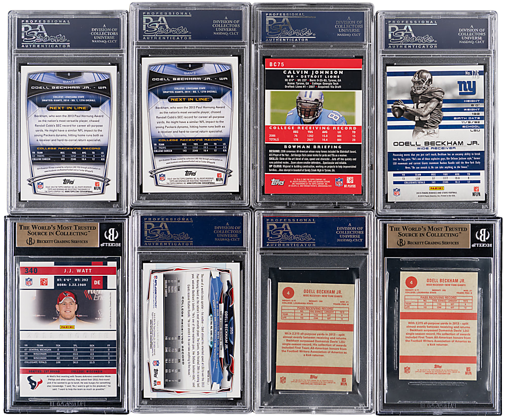 2007-2014 Football Star Rookie PSA GEM MINT 10 or BGS PRISTINE 10 Collection (8) with Beckham, Calvin Johnson & Watt
