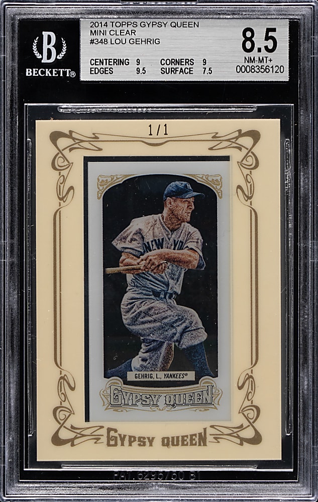 2014 Topps Gypsy Queen Framed Mini Clear #348 Lou Gehrig #1/1 BGS NM-MT+ 8.5