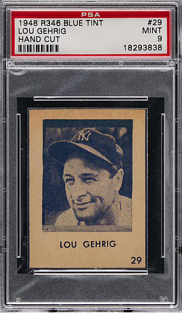 1948 R346 Blue Tint #29 Lou Gehrig Hand Cut PSA MINT 9 - Population 2 with None Higher!