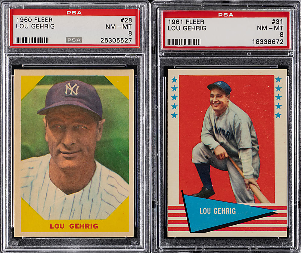 1960 & 1961 Fleer Baseball Greats Lou Gehrig PSA NM-MT 8 Pair