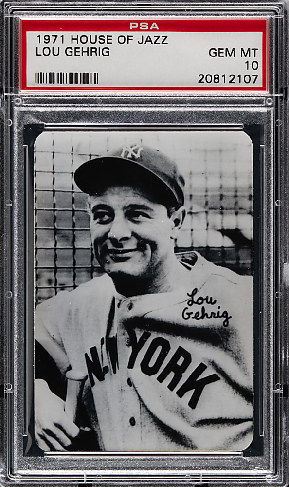 1971 House of Jazz Lou Gehrig PSA GEM MINT 10 - Extremely Rare Type! (Population 3)