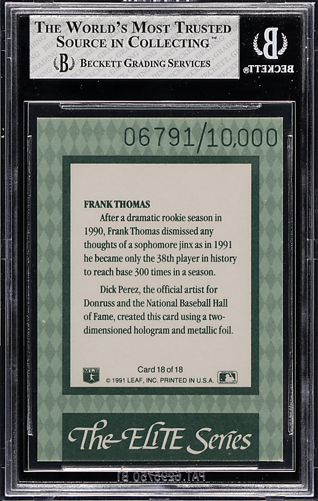 1992 Donruss Elite #18 Frank Thomas (#/10,000) BGS NM-MT 8