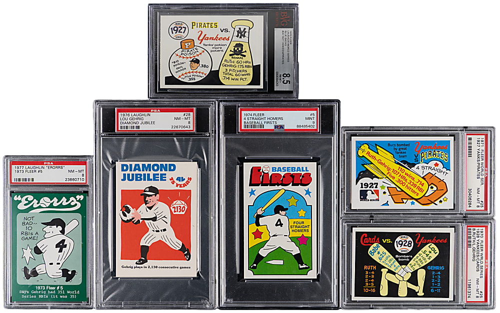 1967-1980 Fleer/Laughlin Lou Gehrig Graded Collection (15) with (2) PSA GEM MINT 10 Including 1967 World Series #24