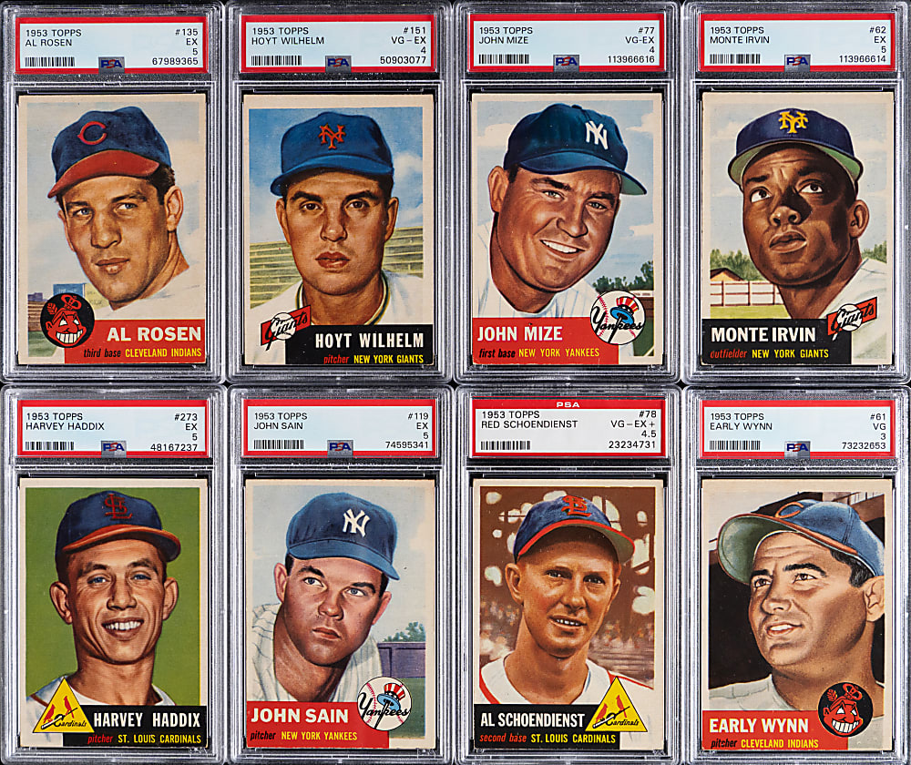 1953 Topps PSA VG 3 to EX+ 5.5 Graded Starter Set (78) with (5) Hall of Famers & (22) High Numbers
