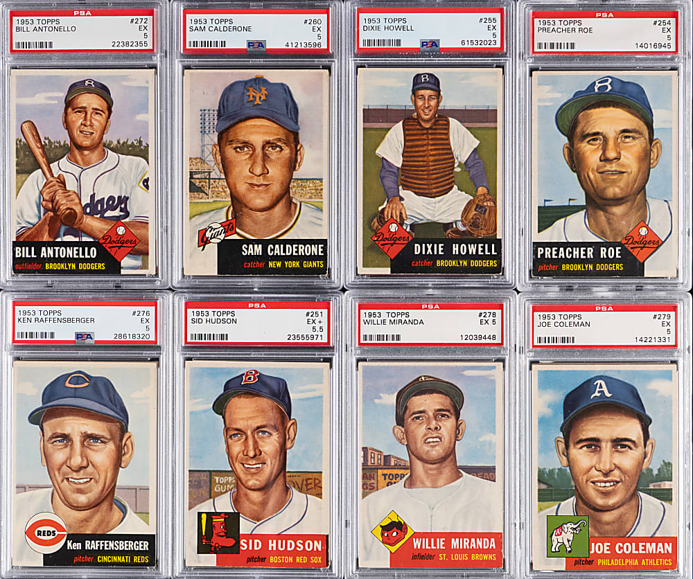 1953 Topps PSA VG 3 to EX+ 5.5 Graded Starter Set (78) with (5) Hall of Famers & (22) High Numbers