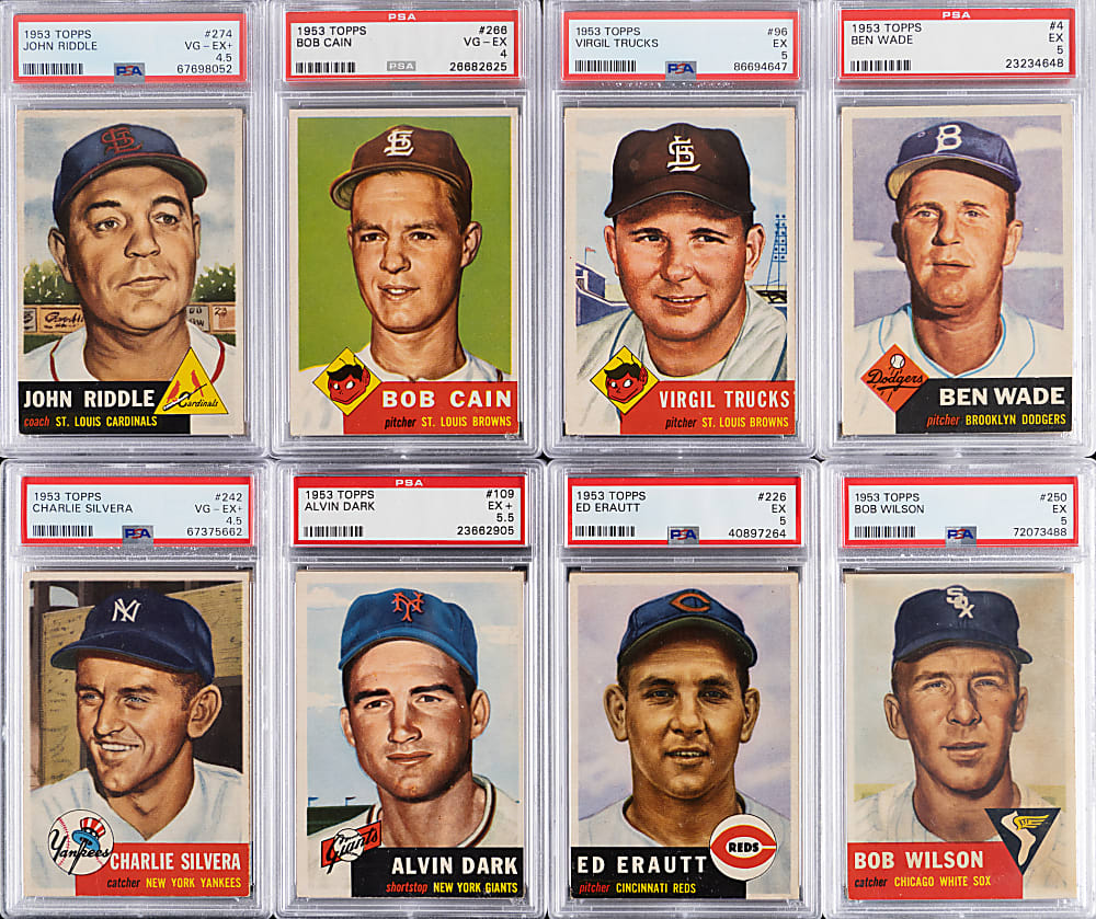1953 Topps PSA VG 3 to EX+ 5.5 Graded Starter Set (78) with (5) Hall of Famers & (22) High Numbers
