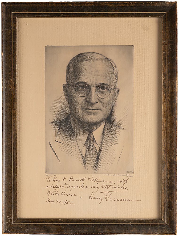 1952 Harry Truman Signed Harry S. Moskowitz Limited-Edition Art Print in Framed Display