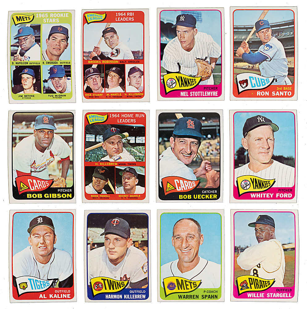 1965 Topps Complete Set (598) with (8) SGC Graded Keys Including Aaron, Mantle, Carlton RC & Rose - Sharp!