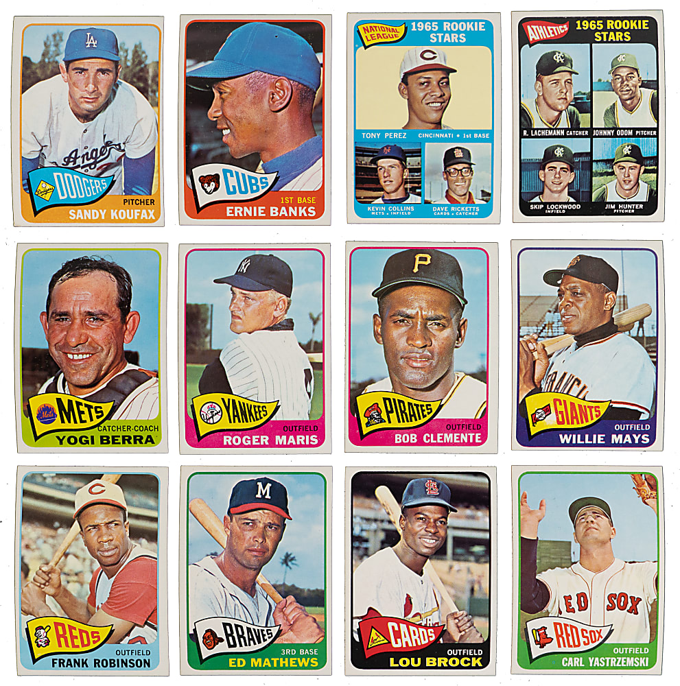 1965 Topps Complete Set (598) with (8) SGC Graded Keys Including Aaron, Mantle, Carlton RC & Rose - Sharp!