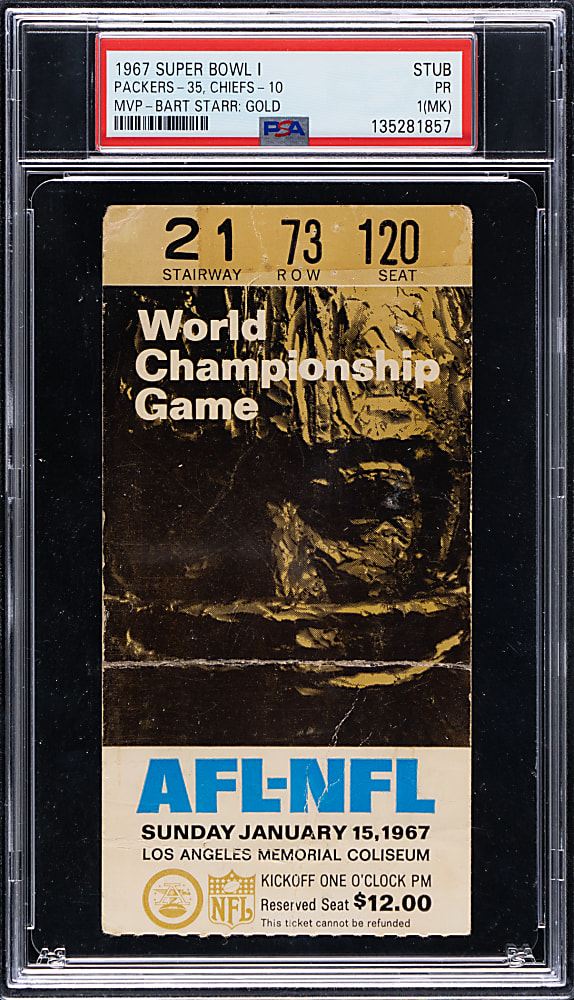 1967 Green Bay Packers vs. Kansas City Chiefs Super Bowl I Ticket Stub (Gold) - PSA POOR 1(MK)
