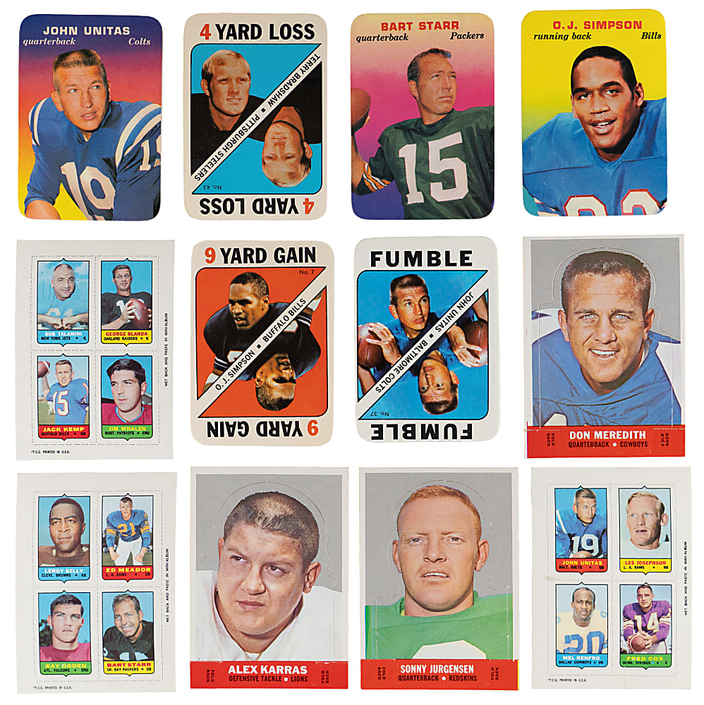 1968-1971 Topps Football High-Grade Insert Complete/Near Set Collection (6) with (200) Total Cards