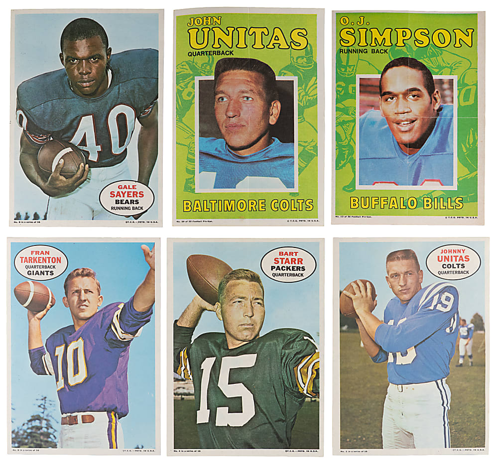 1968-1971 Topps Football High-Grade Insert Complete/Near Set Collection (6) with (200) Total Cards