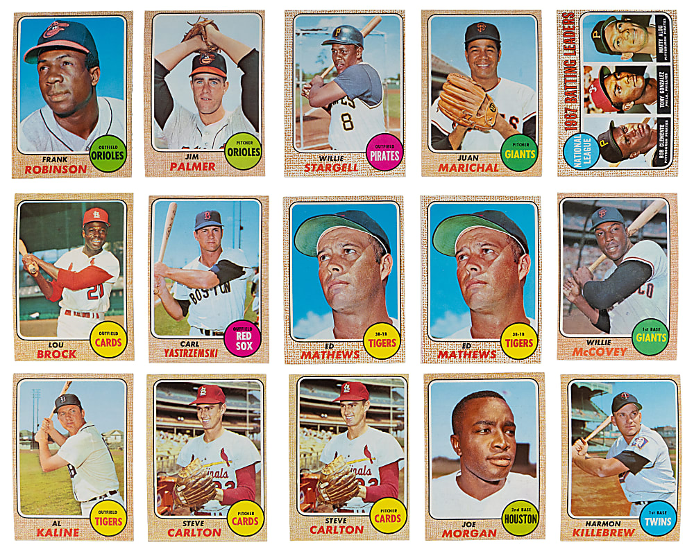 1968 Topps Near Complete Set (574/598) Plus (68) Duplicates Including Johnny Bench Rookie - (642) Total Cards