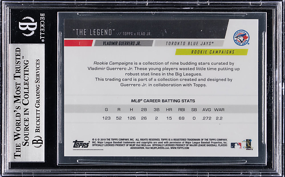2019 Topps X Vlad Jr. The Legend Signed #1 Vladimir Guerrero Jr. Rookie Campaign - Beckett Authentic Autograph