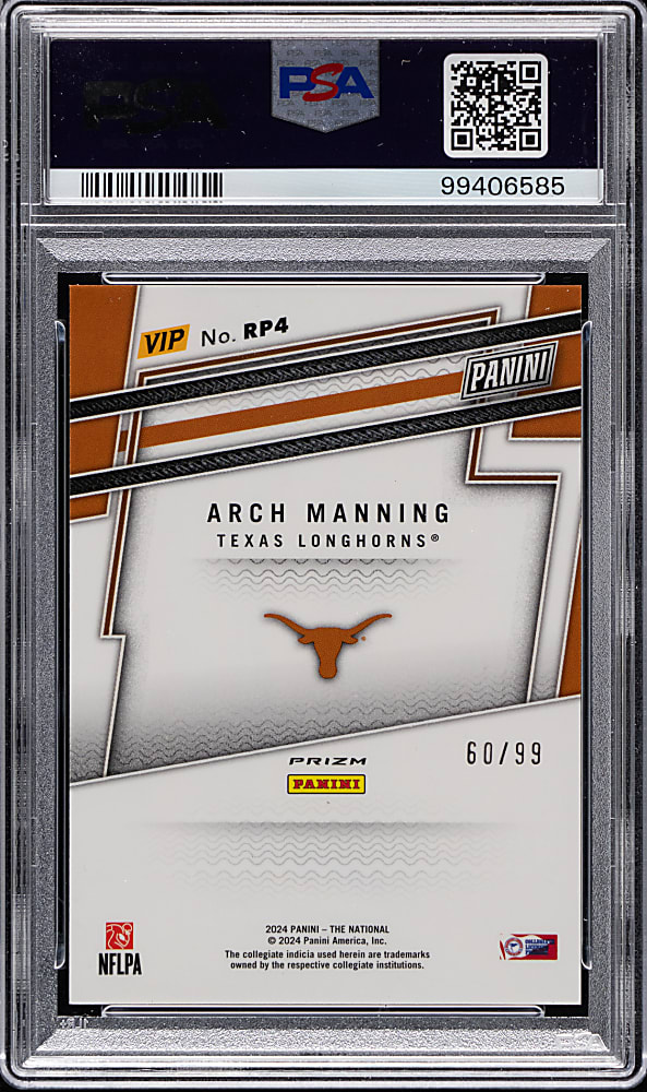 2024 Panini National Sports Card Convention VIP Gold Prospects #4 Arch Manning Green Sparkle #/99 PSA MINT 9