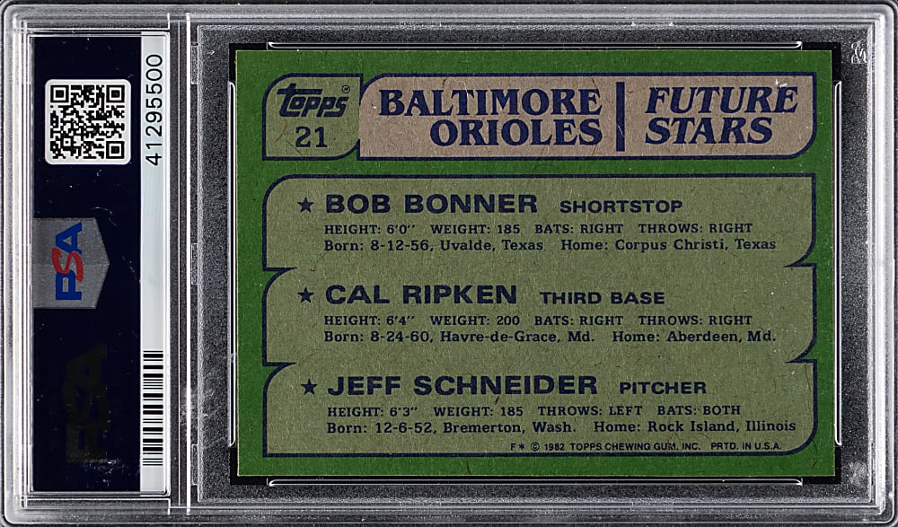 1982 Topps #21 Cal Ripken Jr. Rookie PSA GEM MINT 10