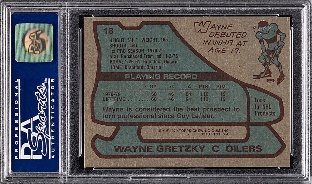 1979-1980 Topps Hockey #18 Wayne Gretzky Rookie PSA NM-MT 8
