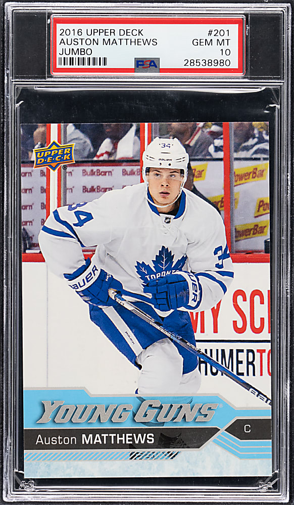 2016-2017 Upper Deck Hockey #201 Auston Mathews Young Guns Rookie Jumbo PSA GEM MINT 10