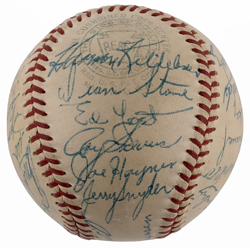 1955 Washington Senators Team-Signed OAL/Harridge Baseball with (31) Signatures Including Rookie Year Harmon Killebrew Plus Original Box & Full JSA LOA