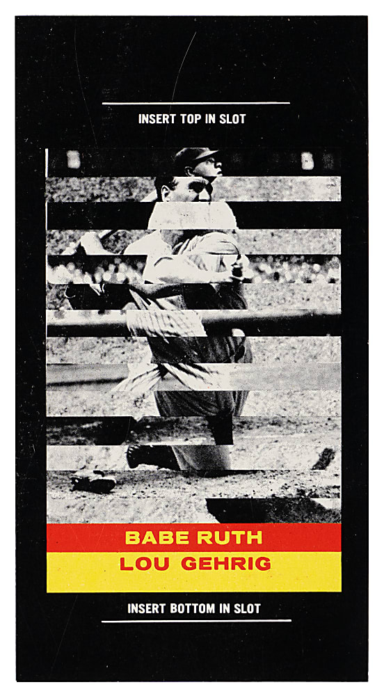 1965 Topps Push-Pull #17 Babe Ruth/Lou Gehrig Proof Card - Topps Vault COA