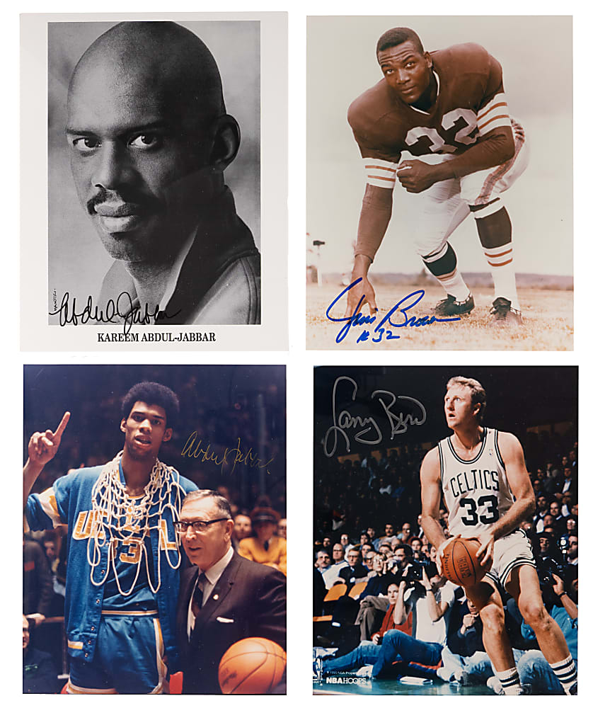 Multi-Sport Signed 8x10 Photograph Collection (11) with (2) Abdul-Jabbar, Bird & J. Brown