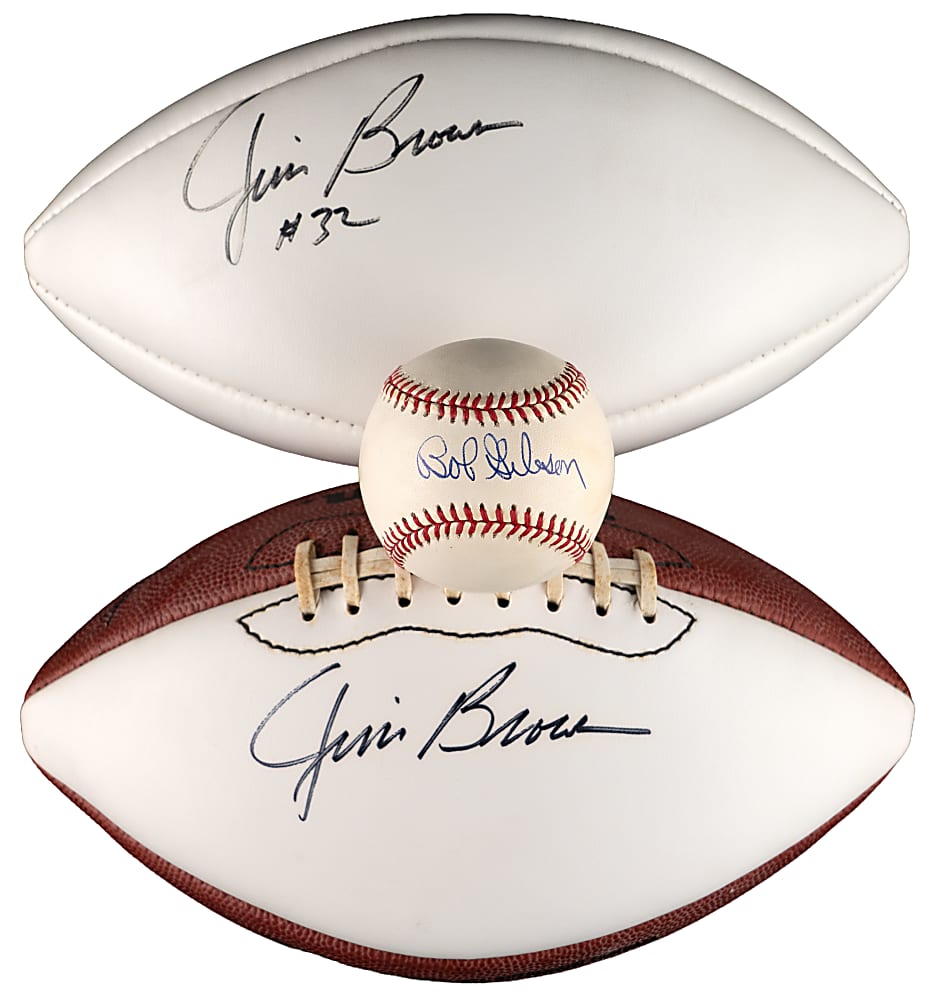 Multi-Sport Hall of Fame Signed Memorabilia Collection (6) with (2) Jim Brown