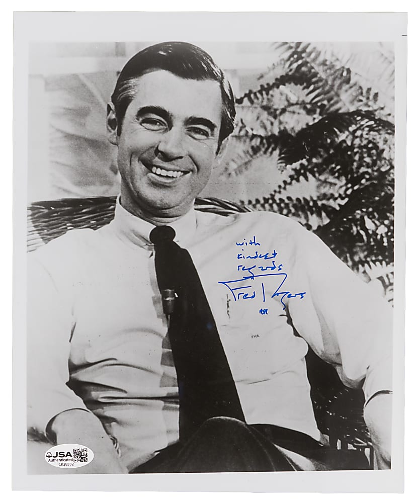1989 Fred Rogers ("Mr. Rogers") Signed & Inscribed Black & White Promotional Photo - JSA COA