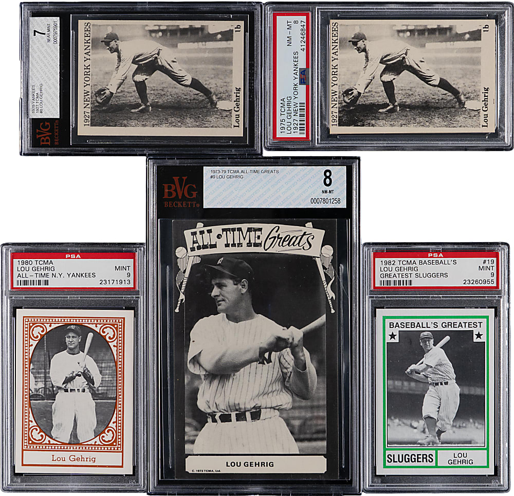1973-1986 TCMA Lou Gehrig BGS & PSA Graded Collection (11) with (3) PSA GEM MINT 10