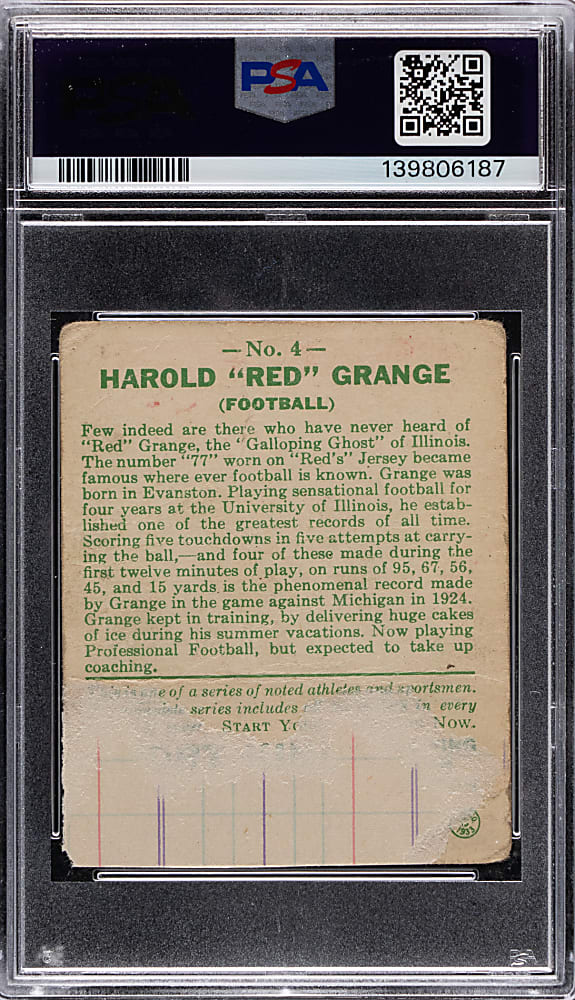 1933 Sport Kings Gum #4 Red Grange PSA POOR 1