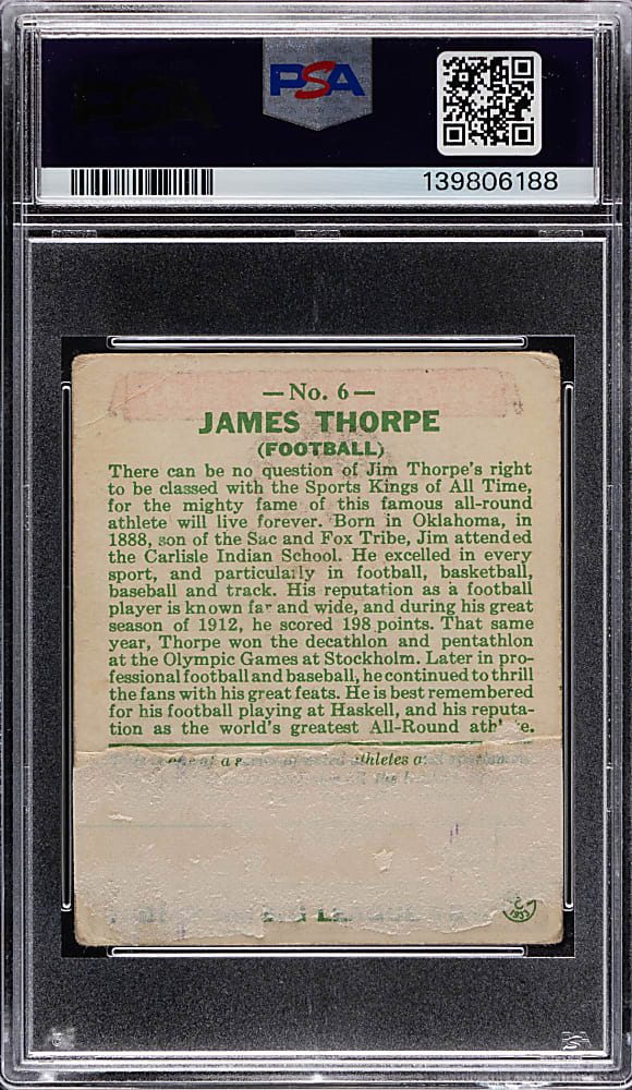 1933 Sport Kings Gum #6 Jim Thorpe PSA POOR 1