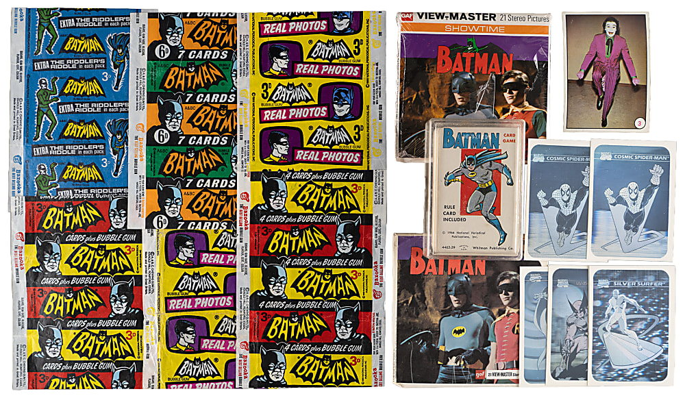 1970s-1990s Super-Hero Card, Sticker and Action Figure Treasure Chest with Batman