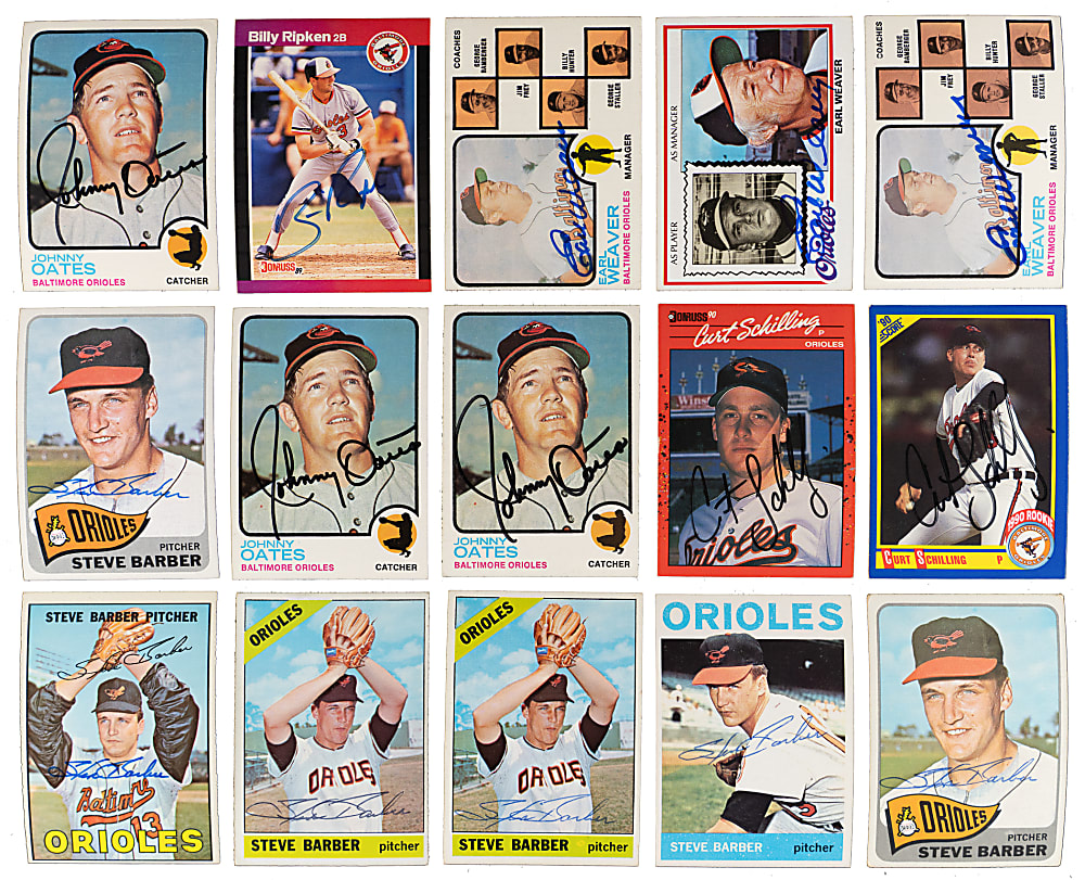 1962-1990s Baltimore Orioles Signed Cards (199) with (12) Hall of Famers & Stars