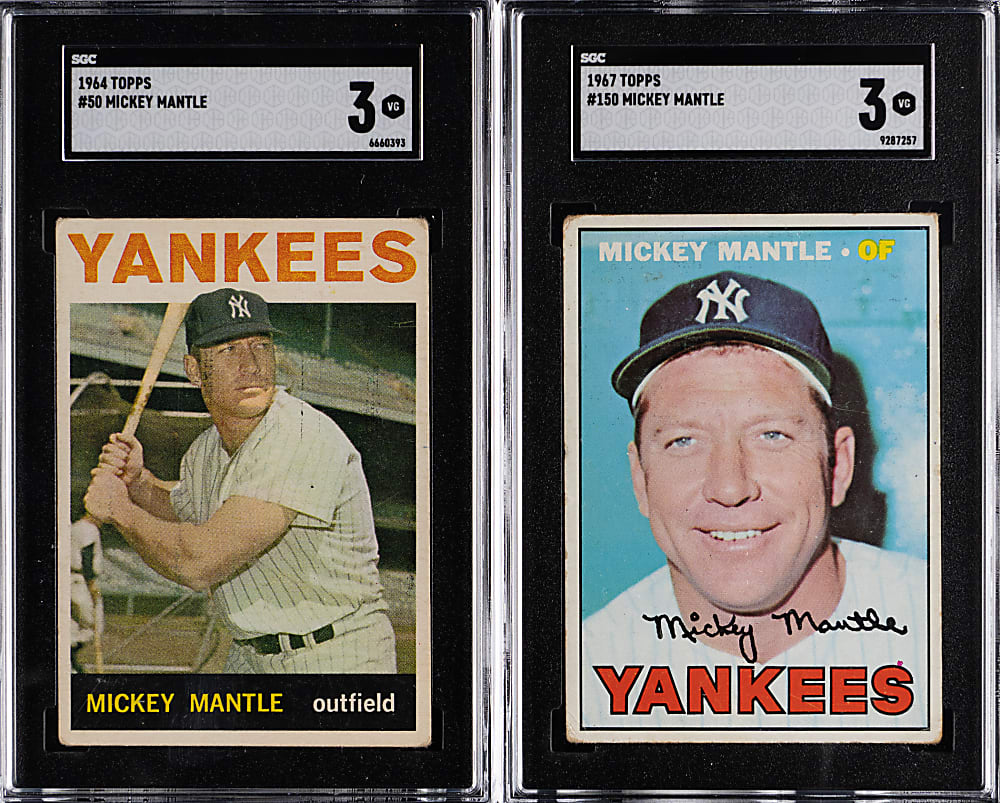 1964 & 1967 Topps  Mickey Mantle SGC VG 3 Graded Pair