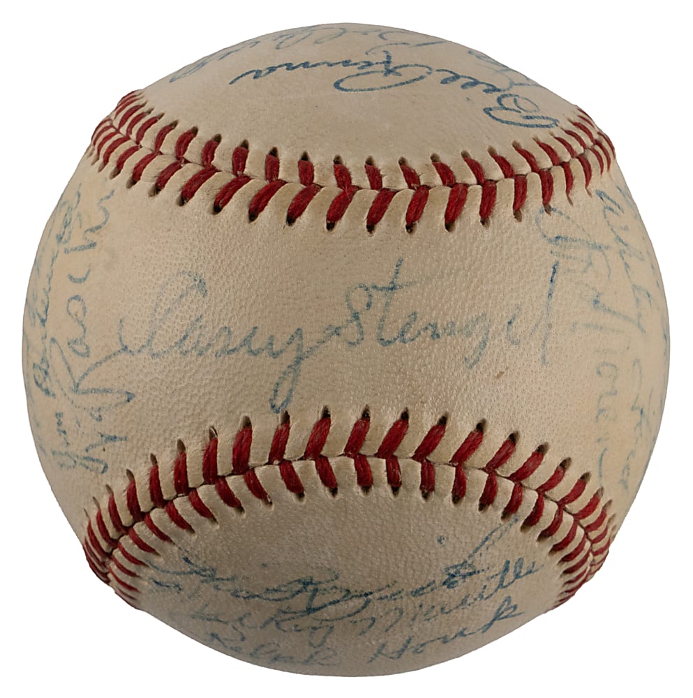 1953 World Series Champion New York Yankees Team-Signed Baseball with (21) Signatures Including Mickey Mantle - Full JSA LOA