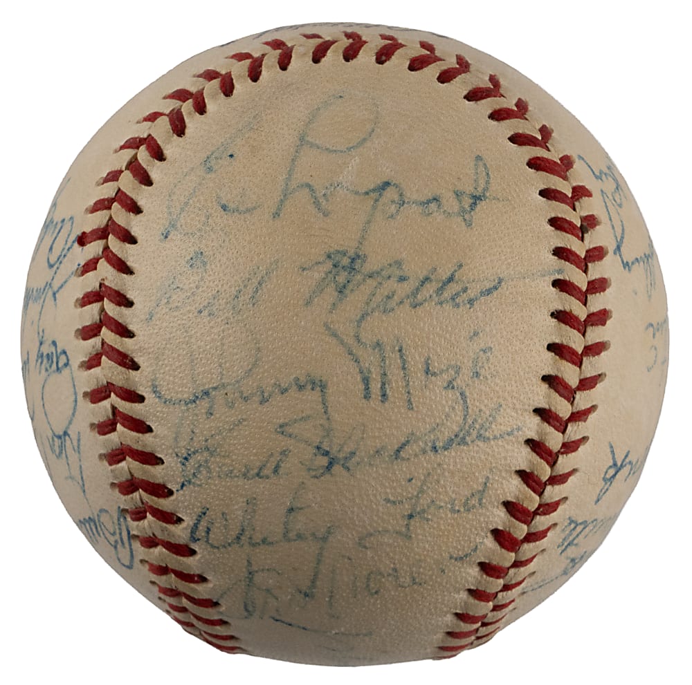 1953 World Series Champion New York Yankees Team-Signed Baseball with (21) Signatures Including Mickey Mantle - Full JSA LOA