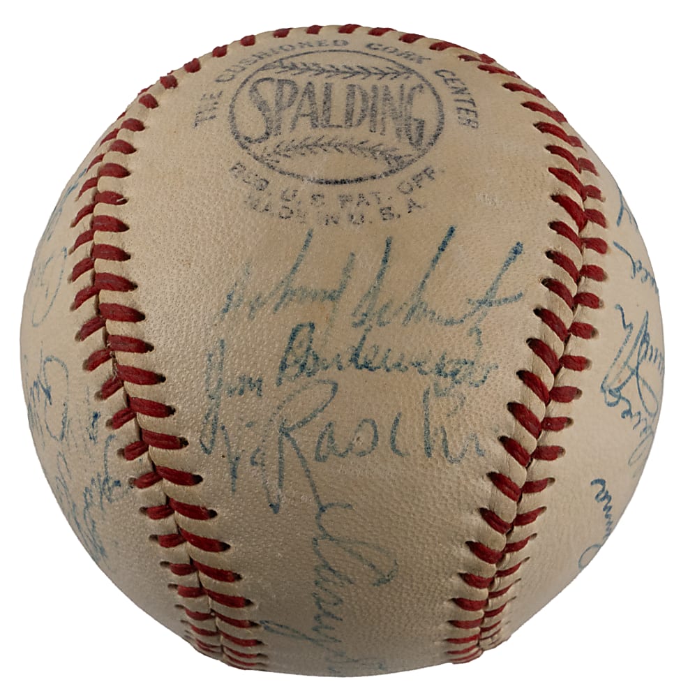 1953 World Series Champion New York Yankees Team-Signed Baseball with (21) Signatures Including Mickey Mantle - Full JSA LOA